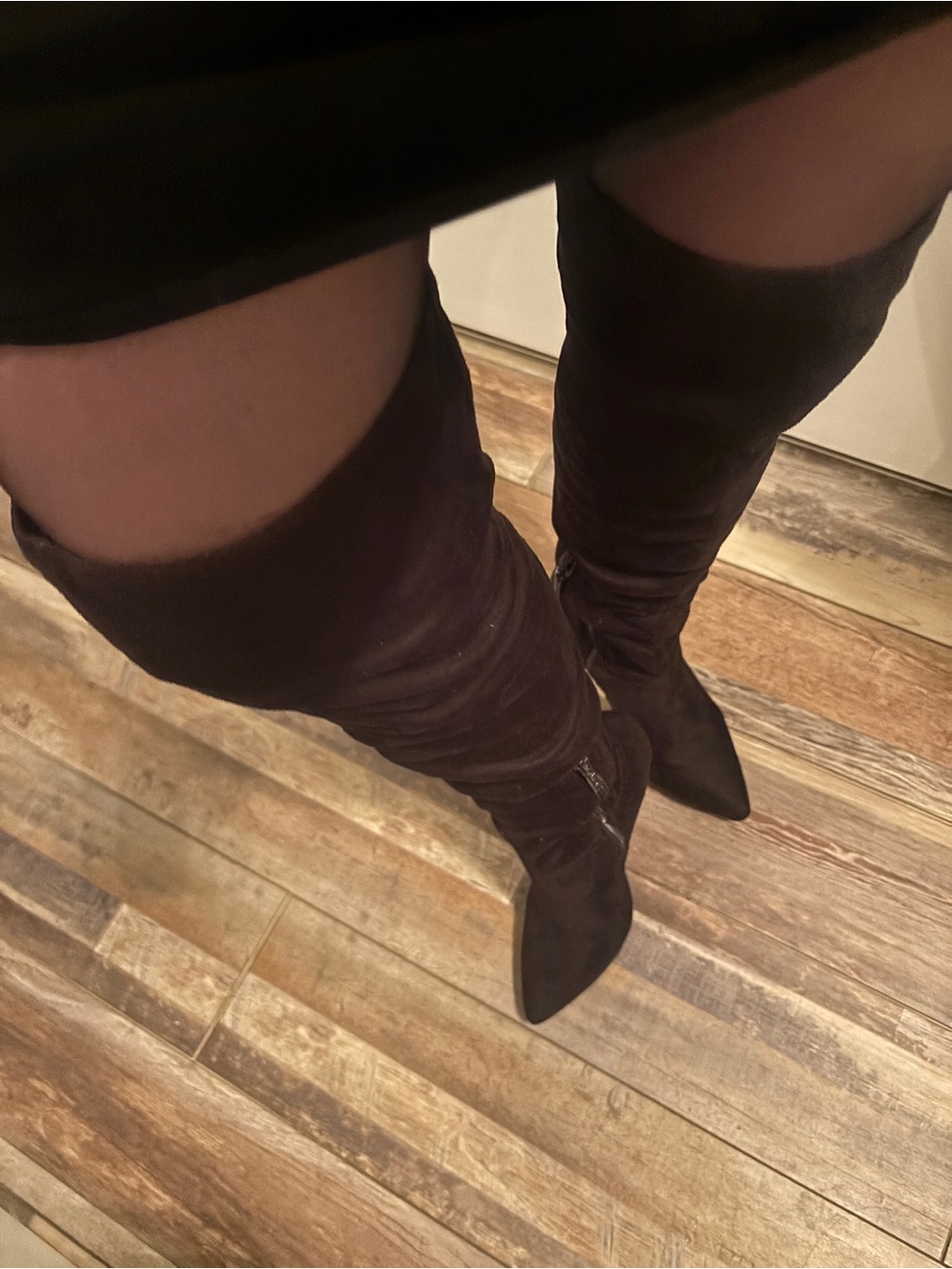 Suede Black Over-the-Knee Pointed Toe Women's Boots